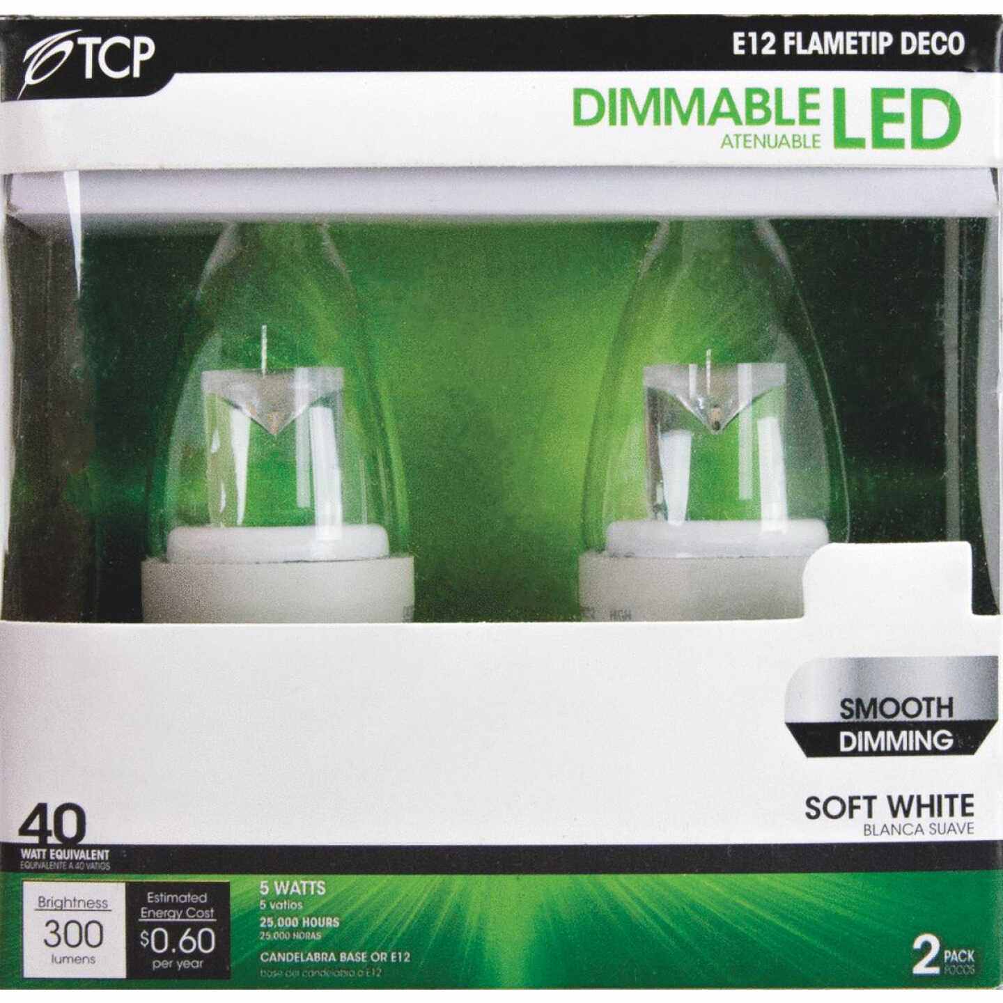 TCP 40W Equivalent Soft White Flametip Deco LED Light Bulb (2-Pack) Image 1