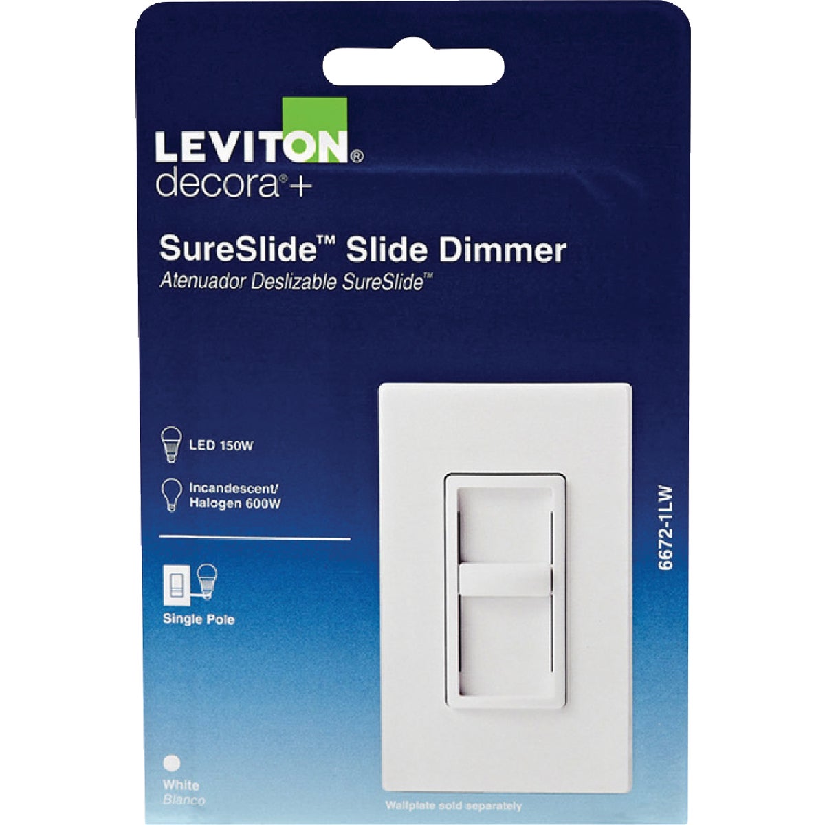 Leviton Decora SureSlide Incandescent/Halogen/LED White Slide Dimmer Switch Image 8