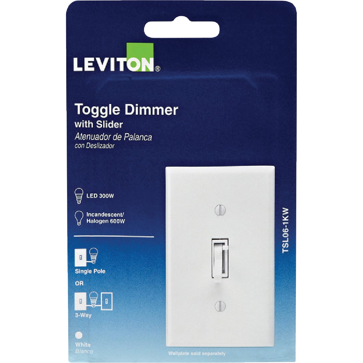 Leviton Incandescent/Halogen/LED Toggle Slide Dimmer Switch Image 8