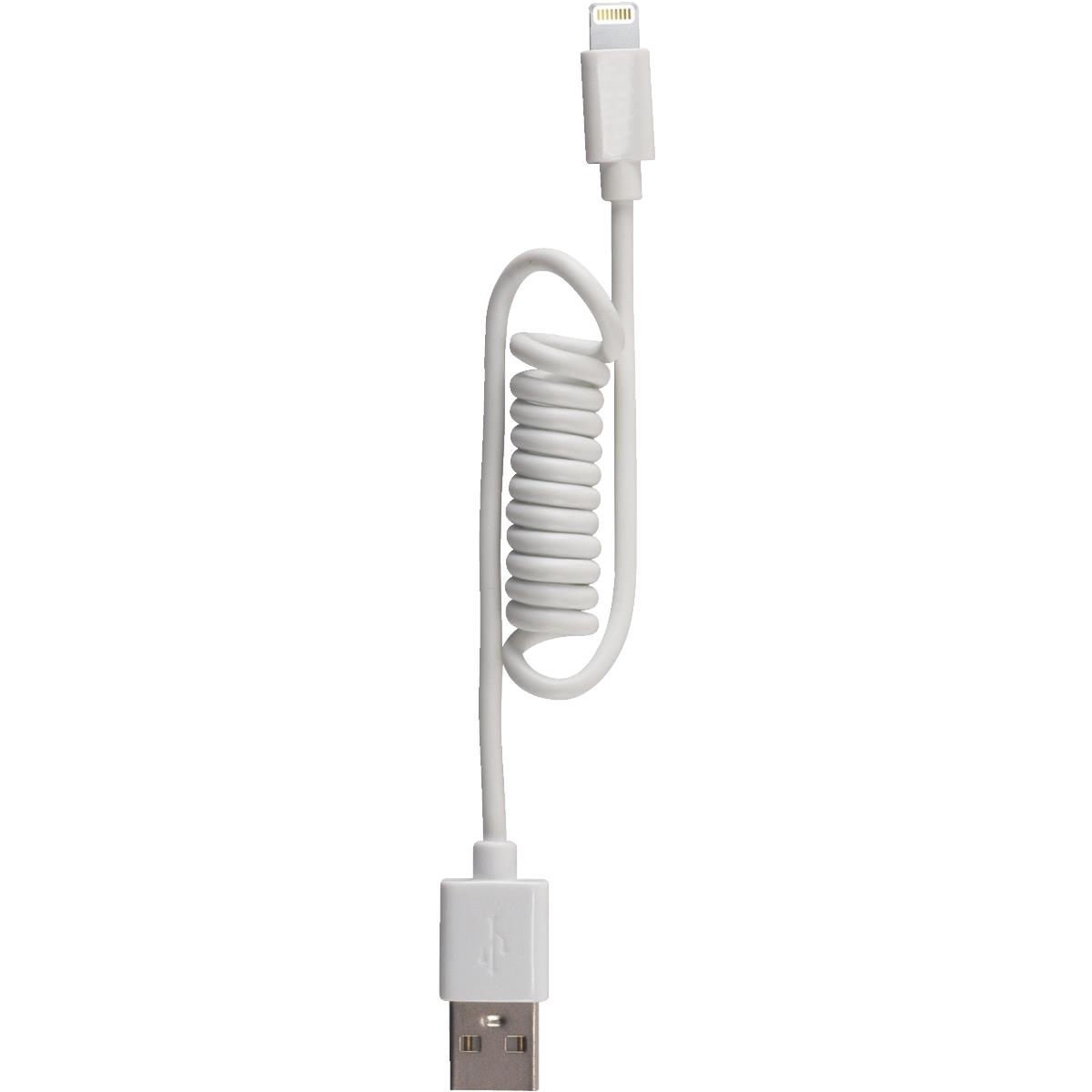 4' WHT LIGHTNG COIL CORD Image 1