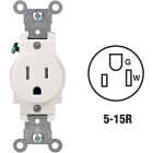 Leviton 15A White Commercial Grade 5-15R Tamper Resistant Single Outlet Image 1