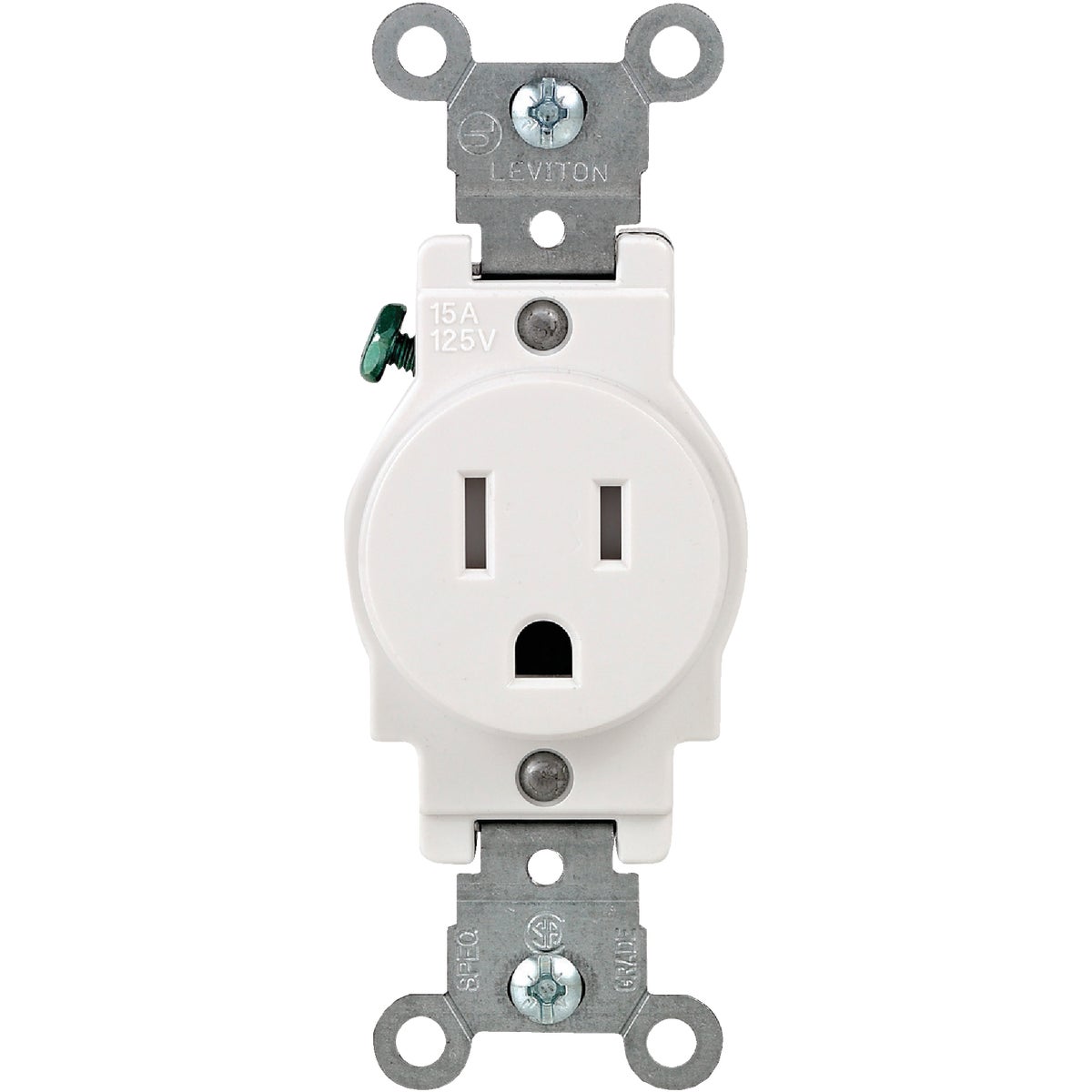Leviton 15A White Commercial Grade 5-15R Tamper Resistant Single Outlet Image 2