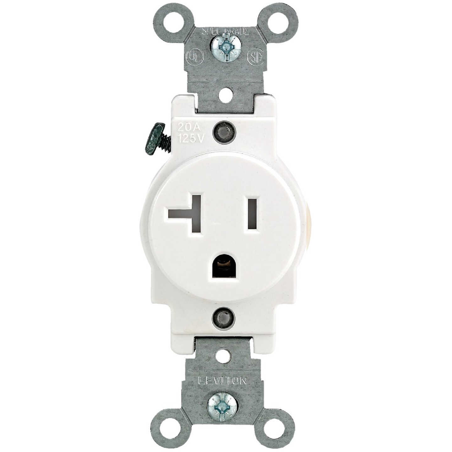Leviton 20A White Commercial Grade 5-20R Tamper Resistant Single Outlet Image 2