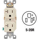 Leviton 20A Light Almond Tamper Resistant Residential Grade 5-20R Duplex Outlet Image 1