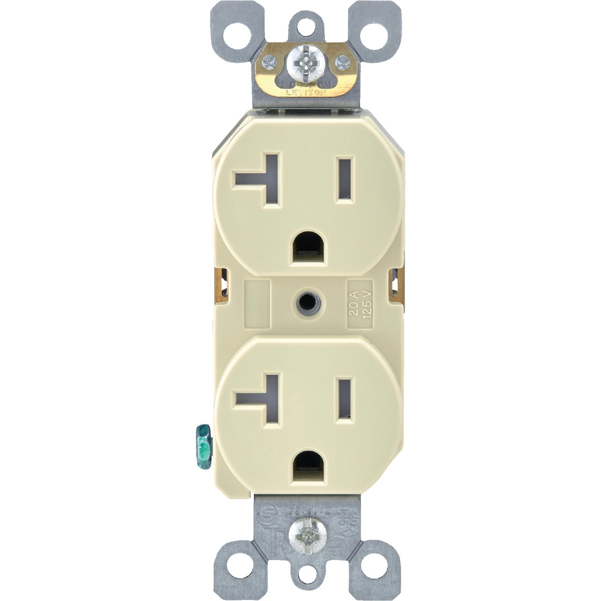 Leviton 20A Ivory Tamper Resistant Residential Grade 5-20R Duplex Outlet Image 2