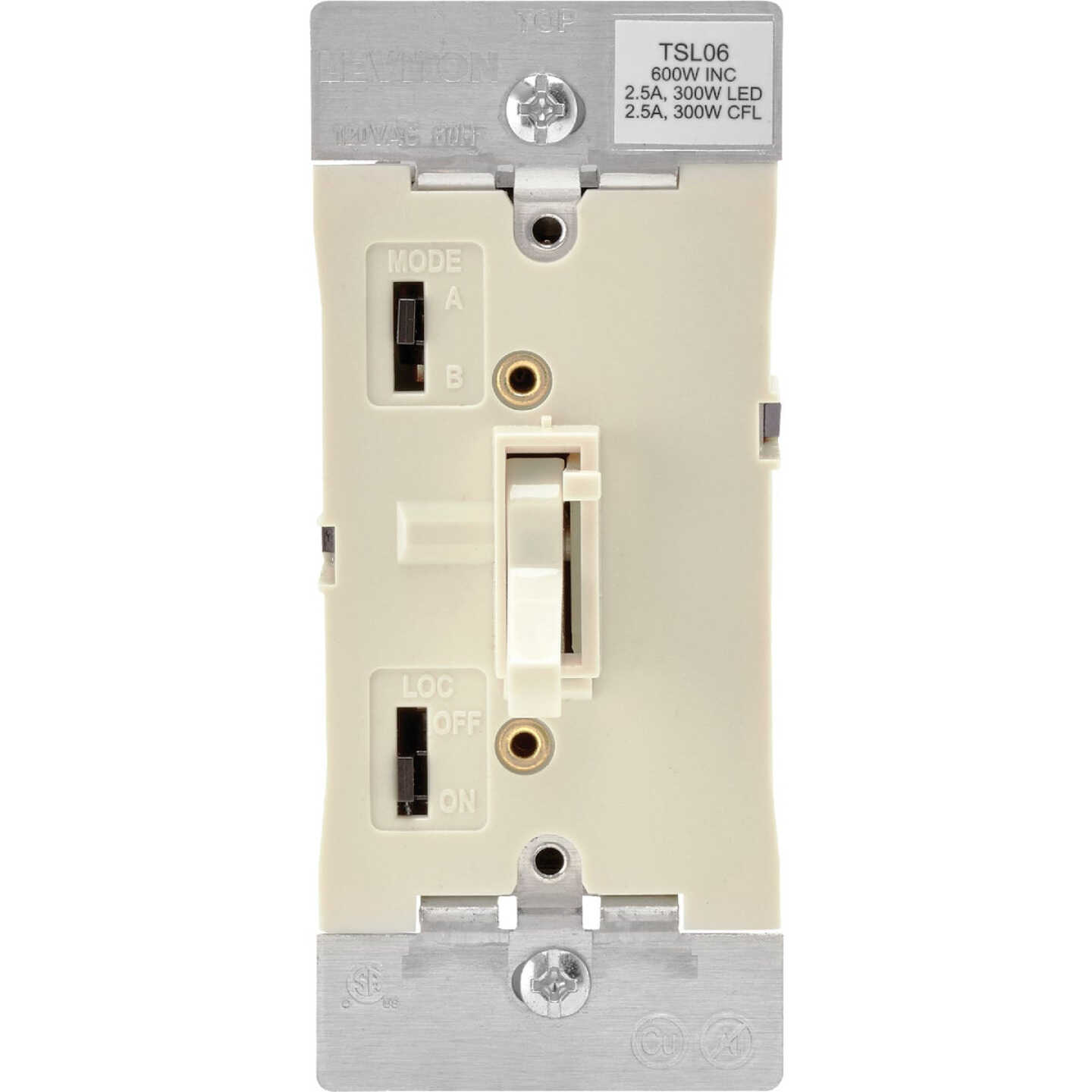 Leviton Incandescent/Halogen/LED/CFL Light Almond Slide Dimmer Switch Image 1