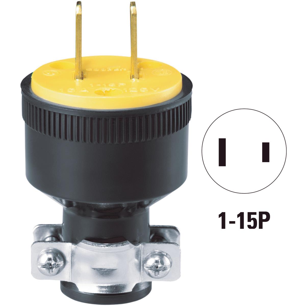 Cooper 15A 125V 2-Wire 2-Pole Round Cord Plug