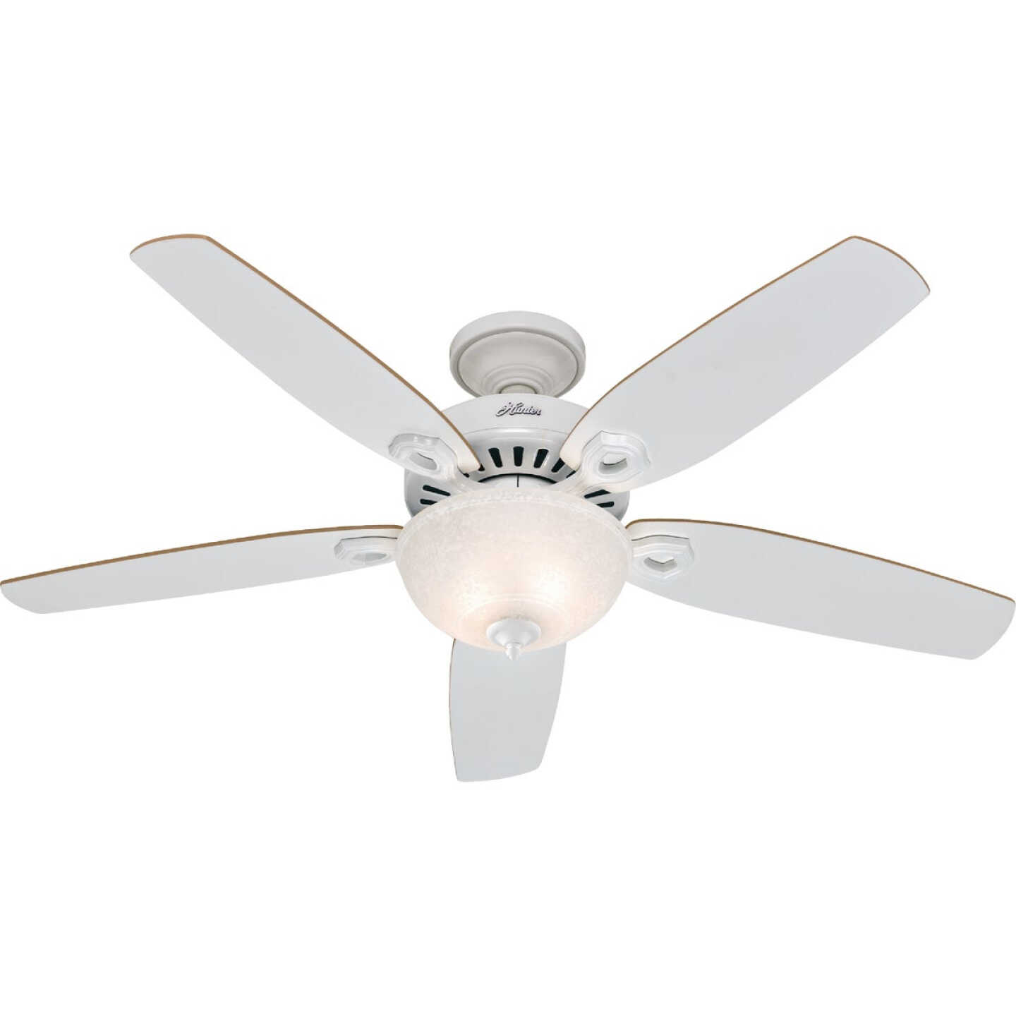 Hunter Builder Deluxe 52 In. White Ceiling Fan with Light Kit Image 1