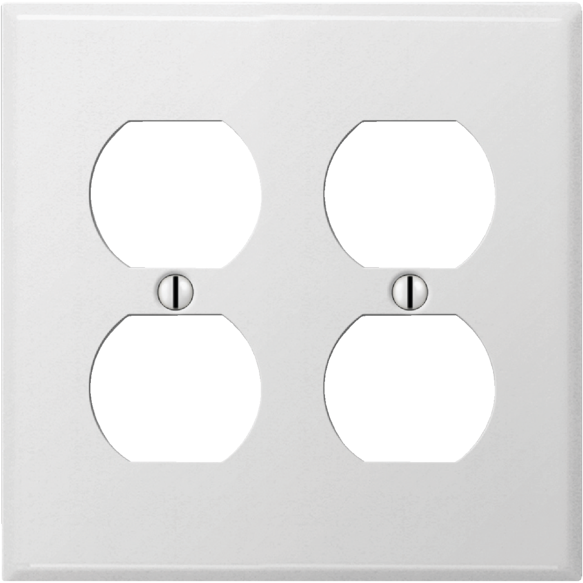 Amerelle PRO 2-Gang Stamped Steel Outlet Wall Plate, Smooth White Image 1