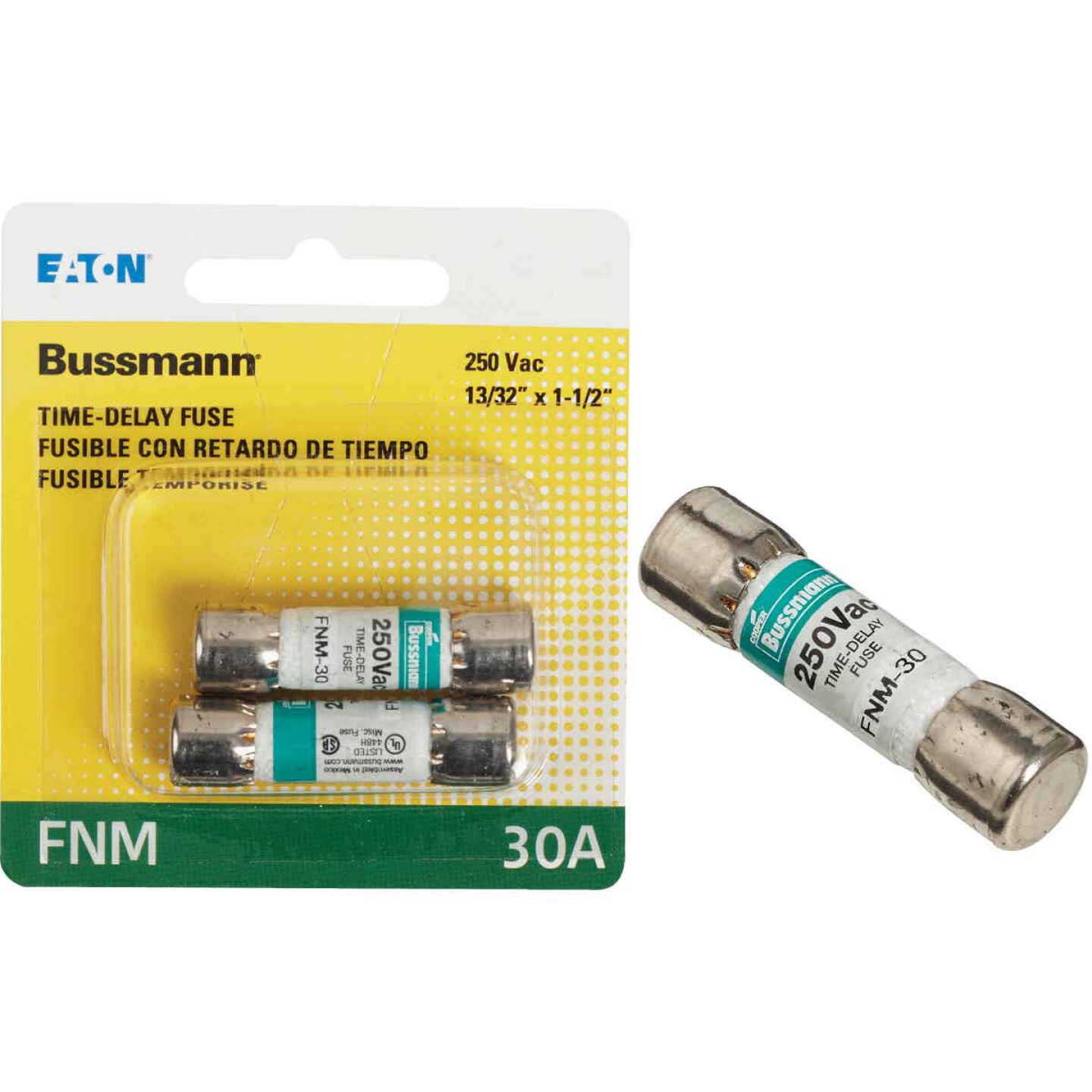 Bussmann 30A Fusetron FNM Cartridge General Purpose Time Delay Cartridge Fuse (2-Pack) Image 1