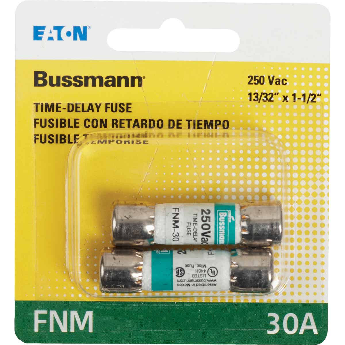 Bussmann 30A Fusetron FNM Cartridge General Purpose Time Delay Cartridge Fuse (2-Pack) Image 2