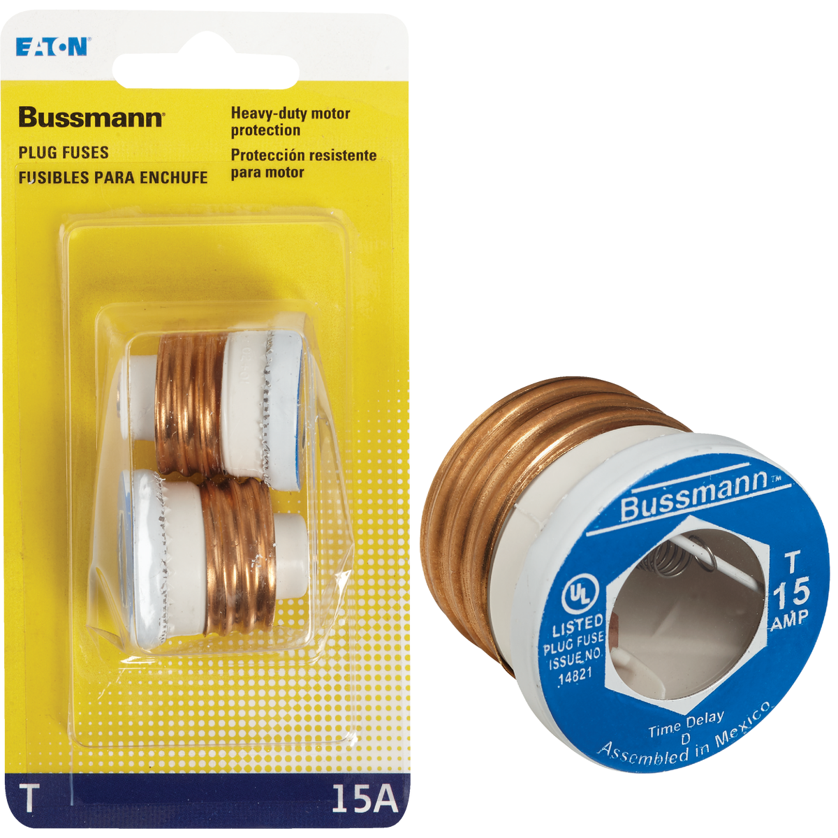 Bussmann 15A T Time-Delay Plug Fuse (2-Pack) Image 1