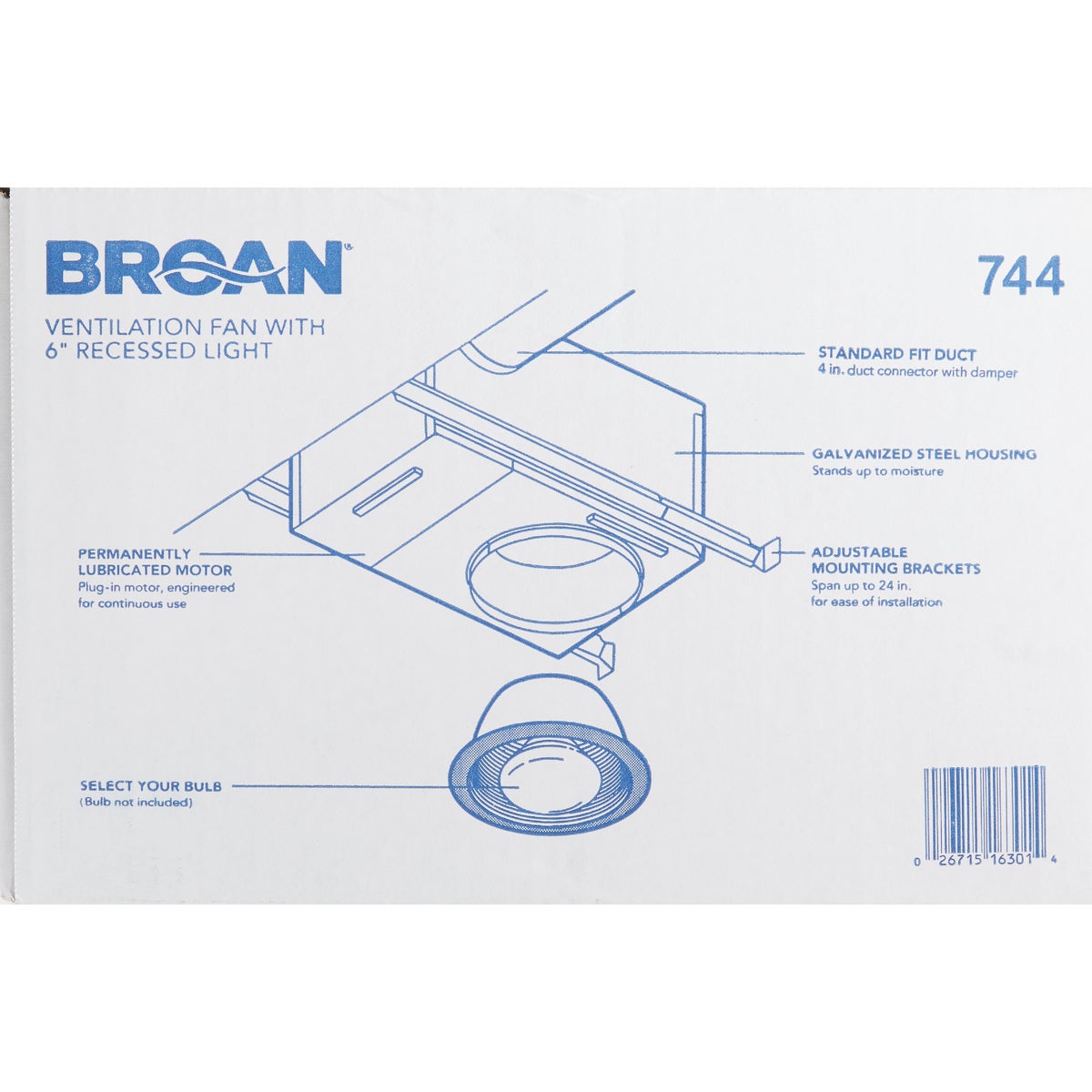 Broan-NuTone 70 CFM 1.5 Sones 120V Bath Exhaust Fan with Recessed Light Image 3