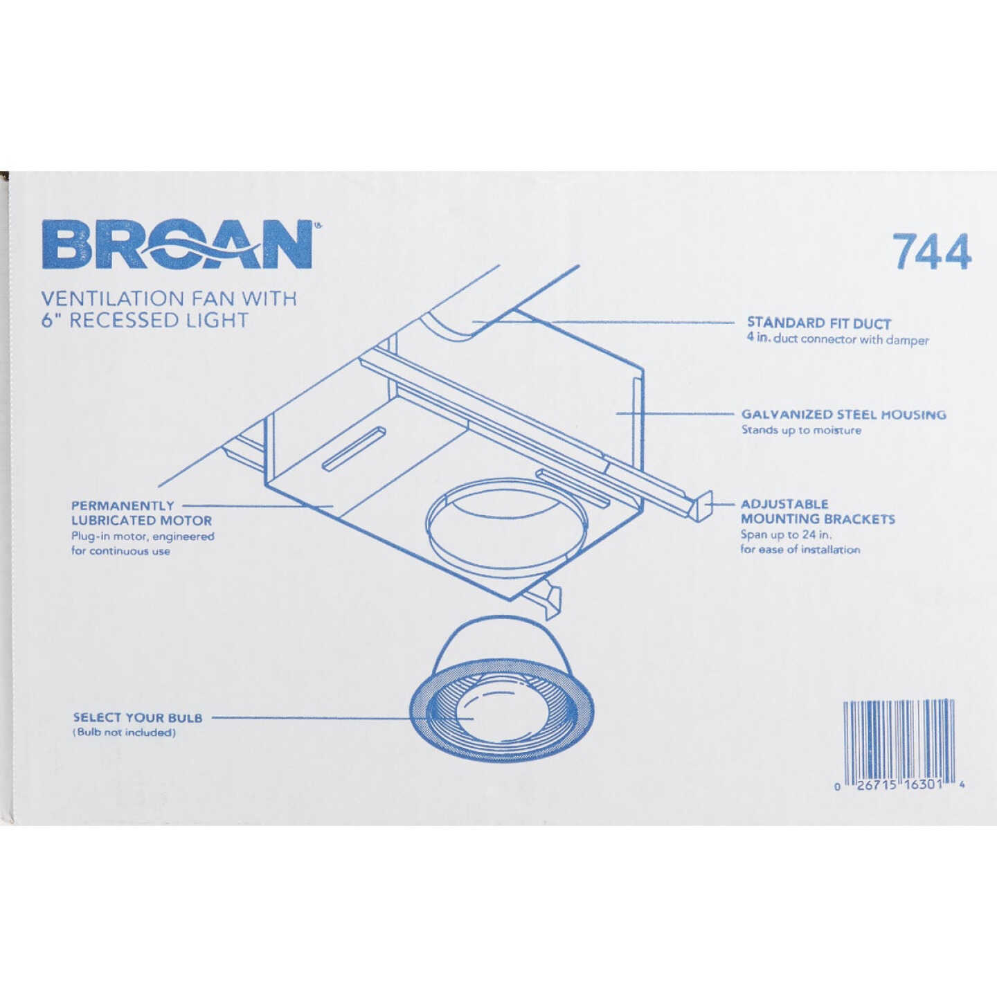 Broan-NuTone 70 CFM 1.5 Sones 120V Bath Exhaust Fan with Recessed Light Image 3