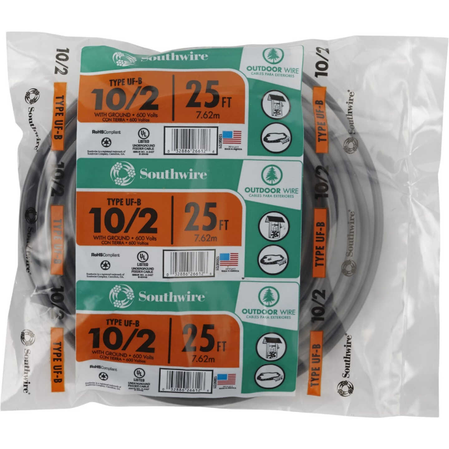 Southwire 25 Ft. 10 AWG 3-Conductor UFW/G Electrical Wire Image 2