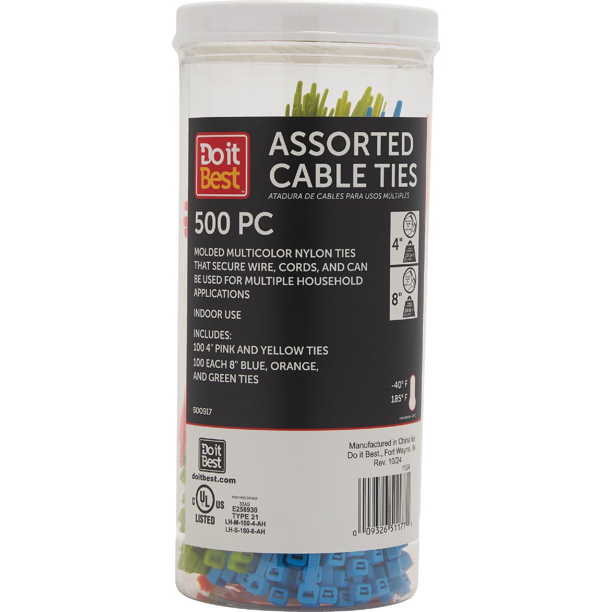 Do it Best Self-Locking Nylon Cable Tie Assortment (500-Piece)