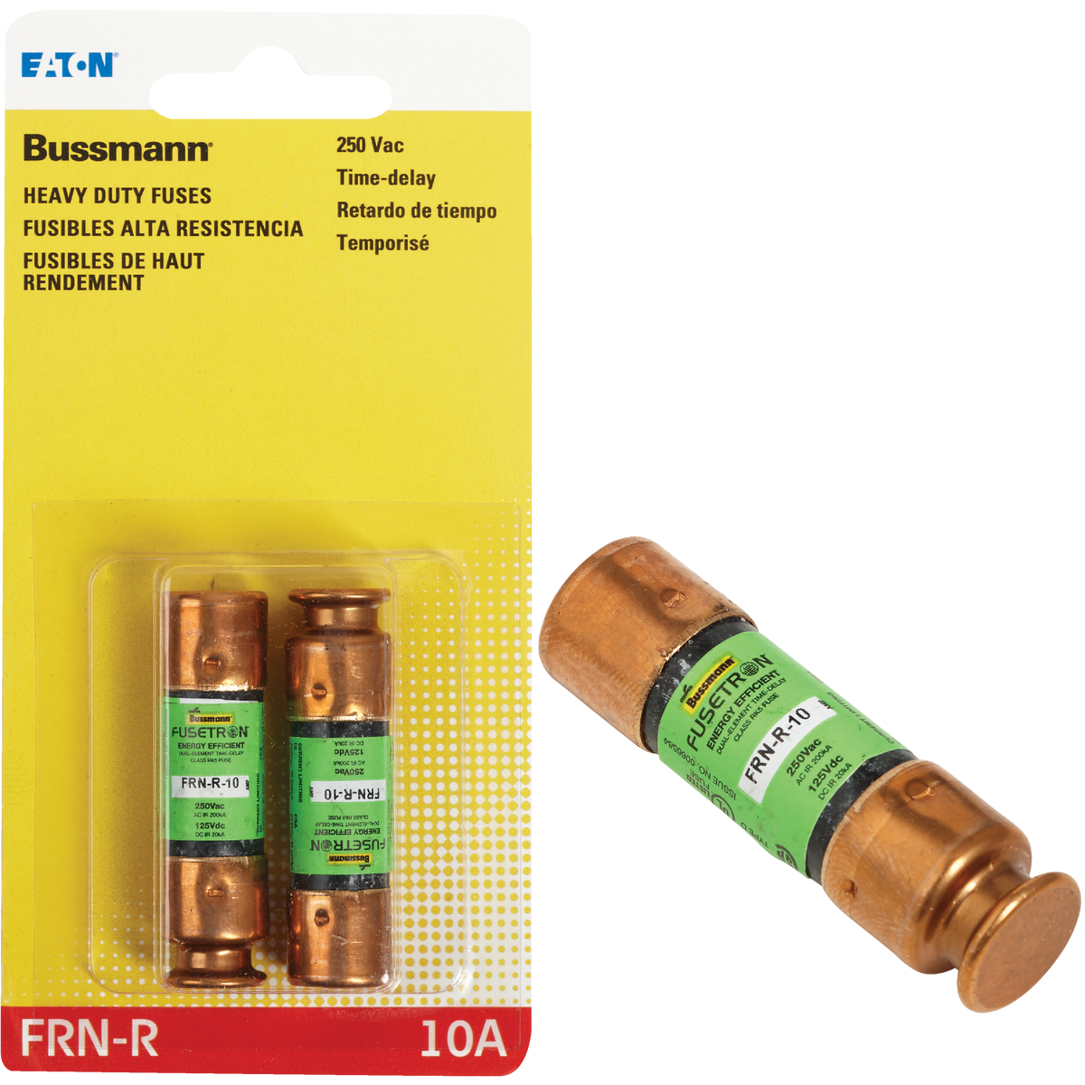 Bussmann 10A FRN-R Cartridge Heavy-Duty Time Delay Cartridge Fuse (2-Pack) Image 1