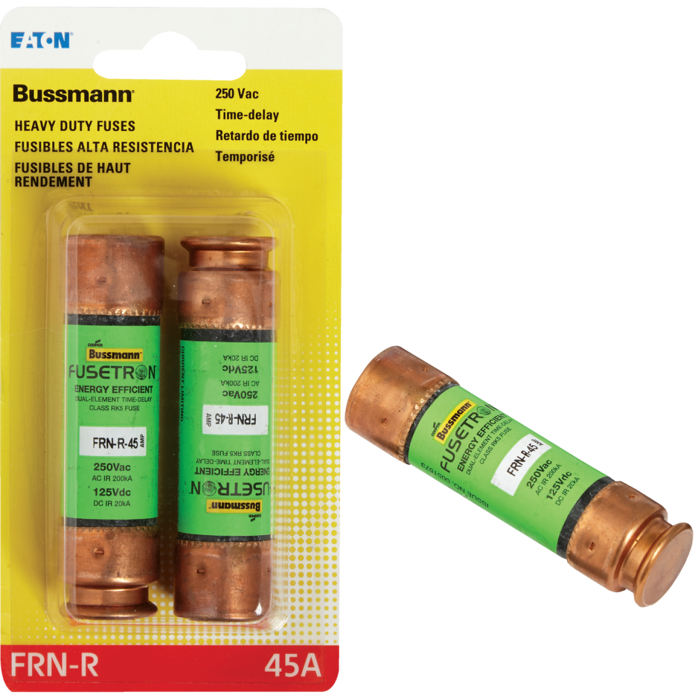 Bussmann 45A FRN-R Cartridge Heavy-Duty Time Delay Cartridge Fuse (2-Pack) Image 1