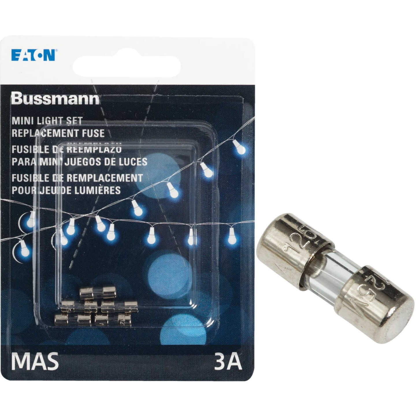 Bussmann Strand Saver 3A Glass Christmas Light Set Fuses (5-Pack) Image 1