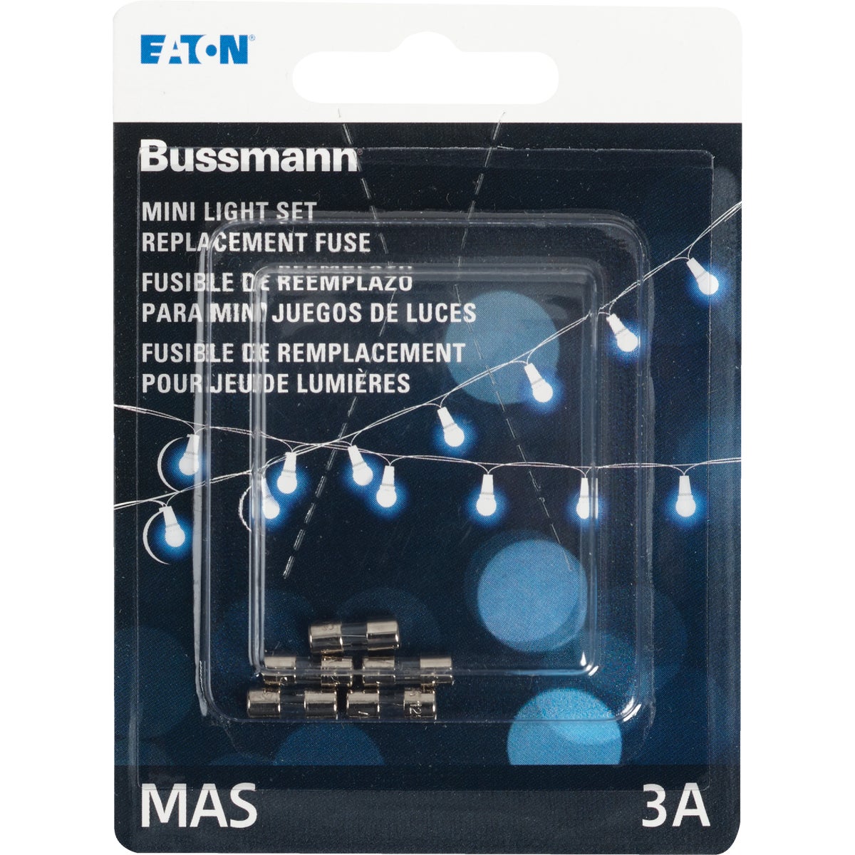 Bussmann Strand Saver 3A Glass Christmas Light Set Fuses (5-Pack) Image 2