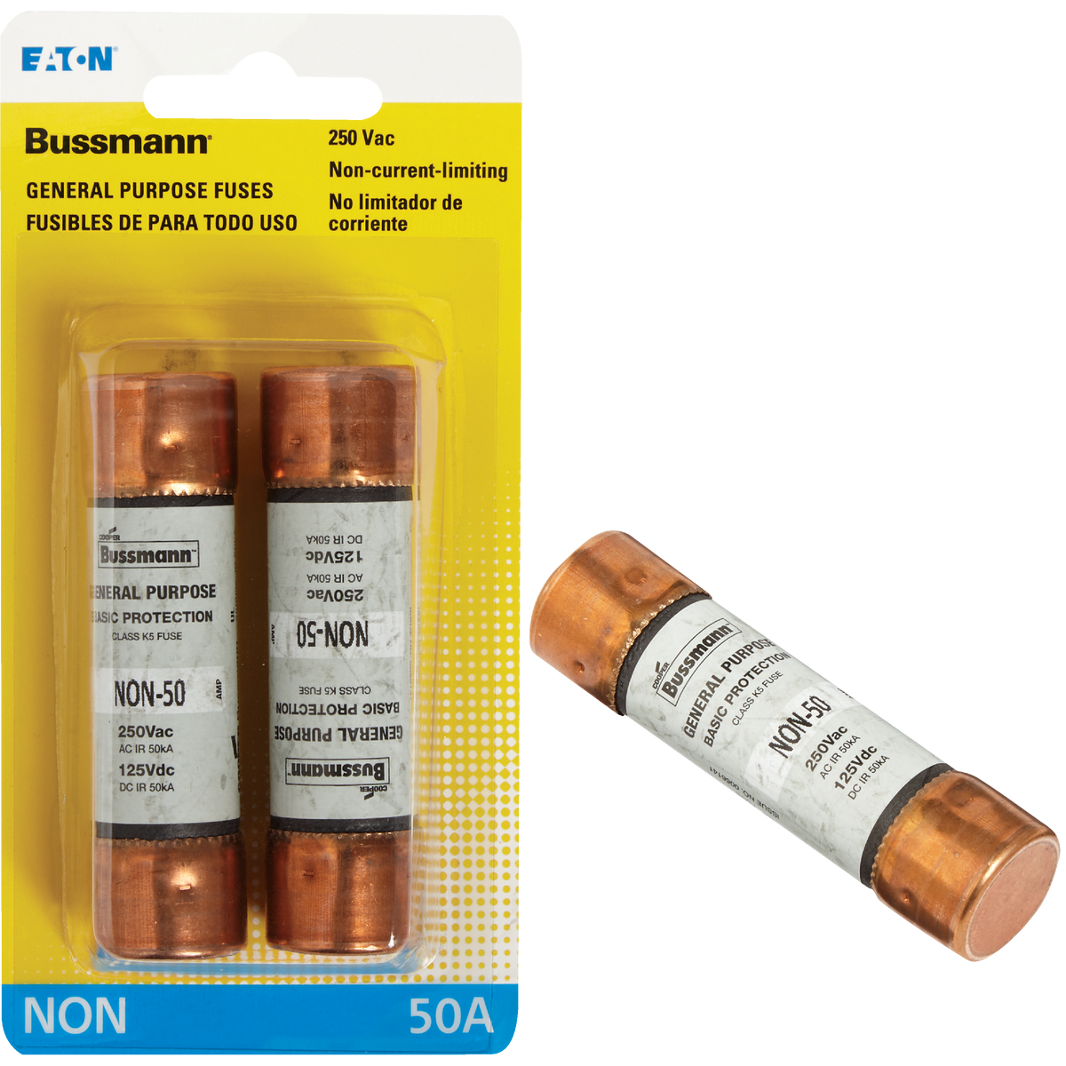 Bussmann 50A NON Cartridge General Purpose Cartridge Fuse (2-Pack) Image 1