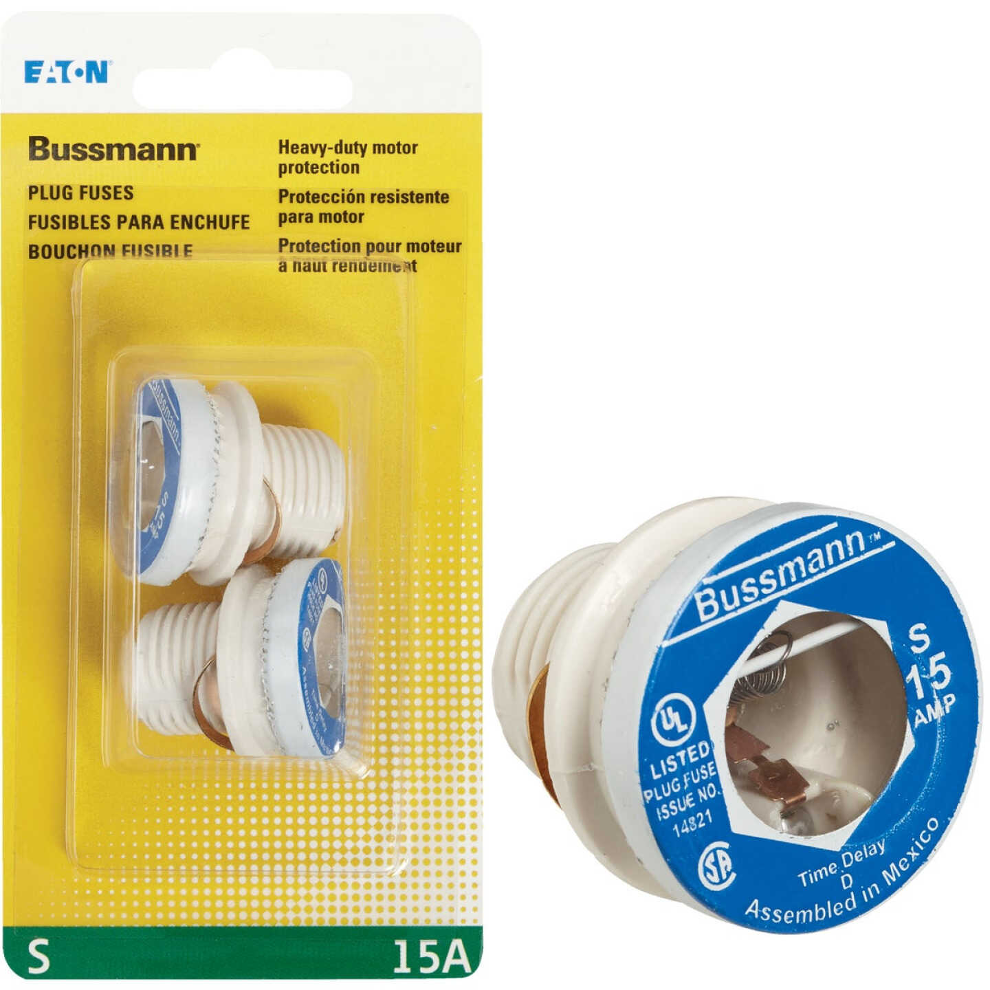 Bussmann 15A S Time-Delay Plug Fuse (2-Pack) Image 1