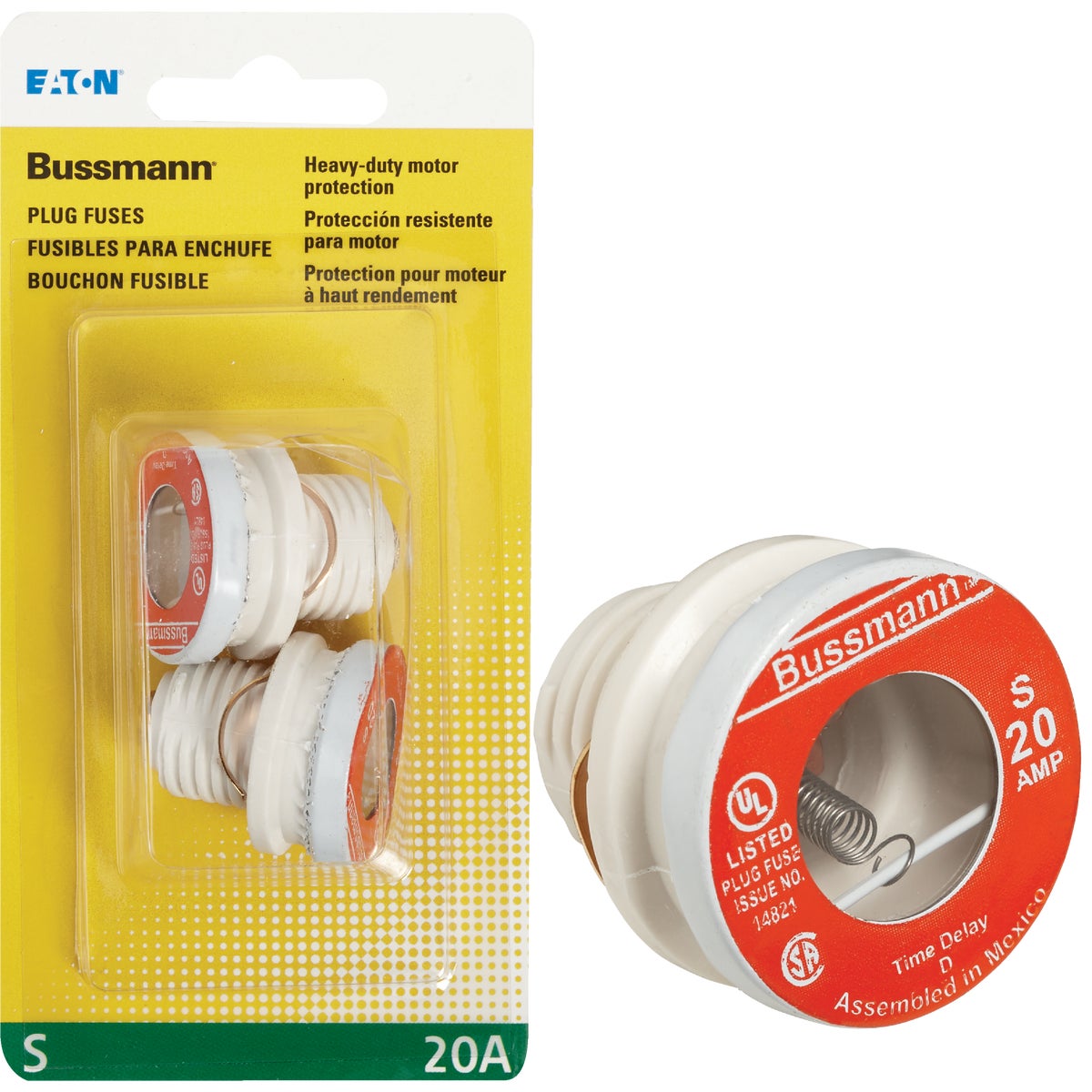 Bussmann 20A S Time-Delay Plug Fuse (2-Pack) Image 1