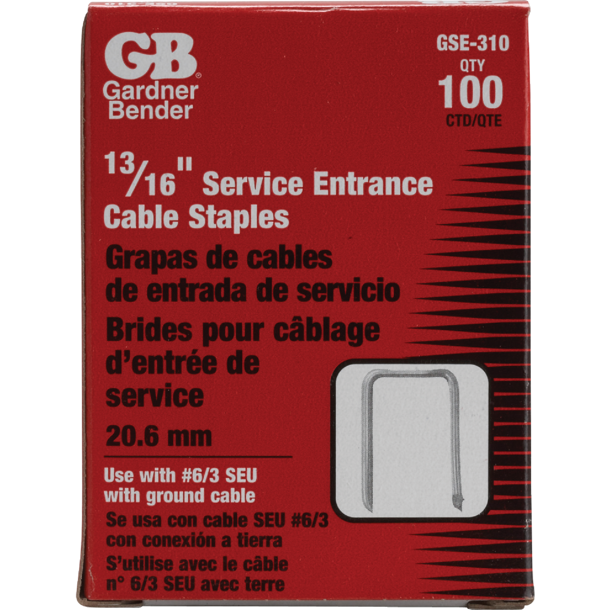 Gardner Bender 1-3/8 In. x 13/16 In. Steel Service Entrance Cable Staple (100-Count) Image 2