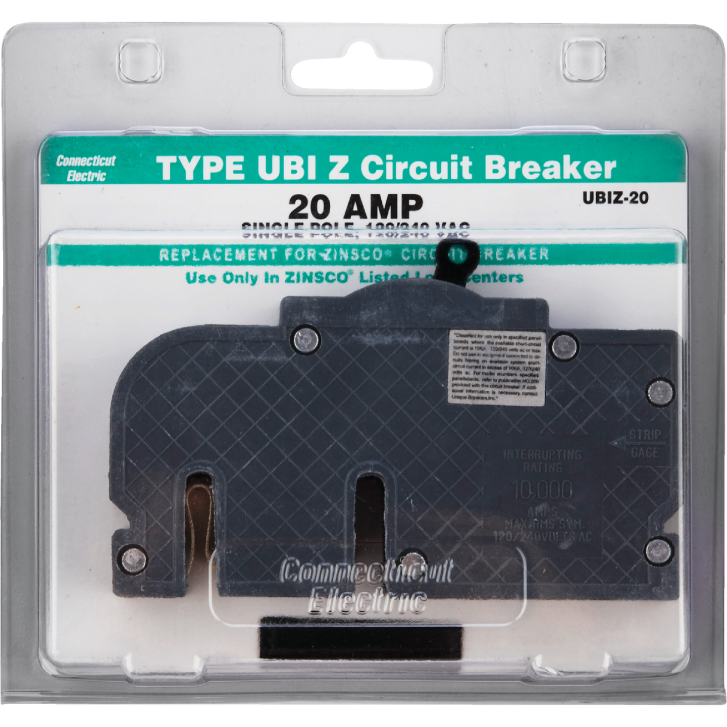 Connecticut Electric 20A Single-Pole Standard Trip Packaged Replacement Circuit Breaker For Zinsco Image 2