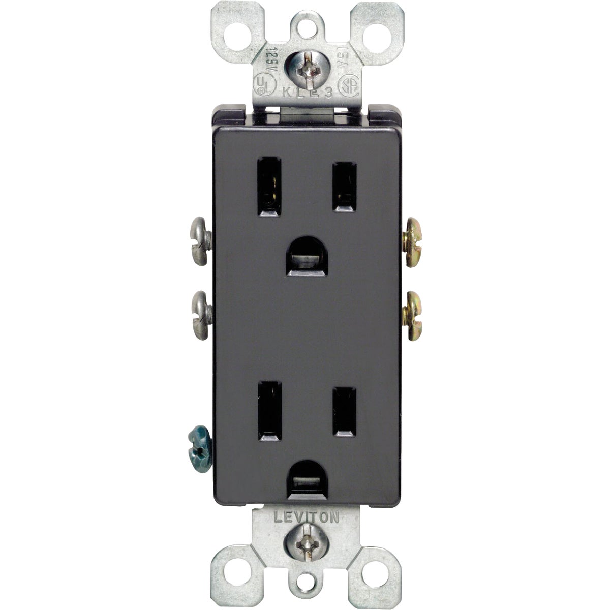 Leviton Decora 15A Black Residential Grade 5-15R Duplex Outlet