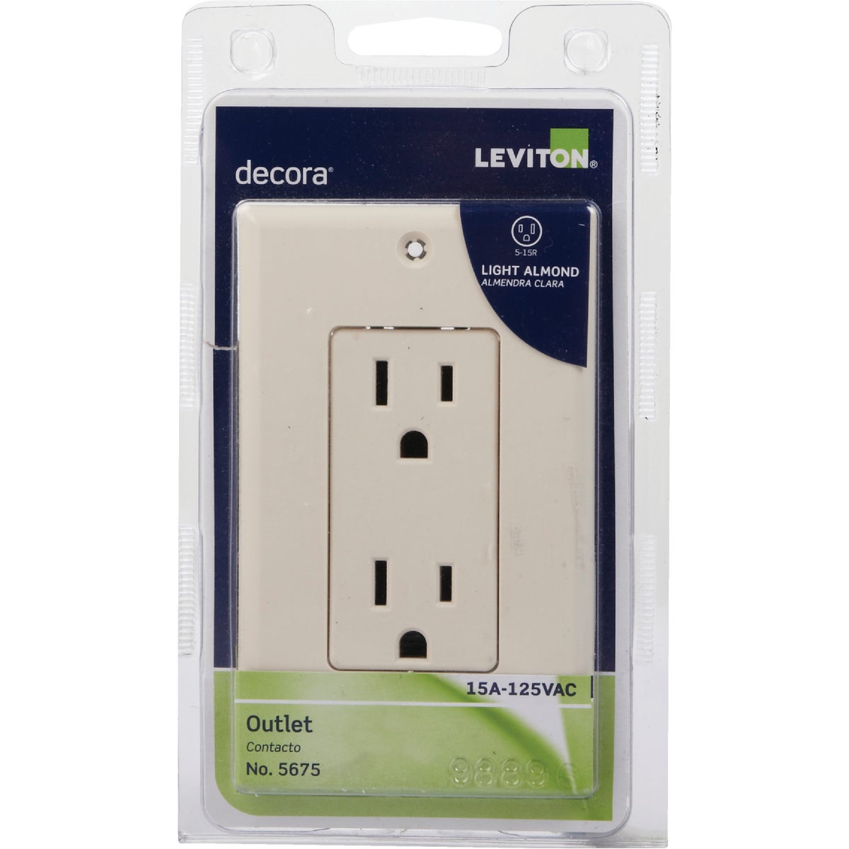 Leviton Decora 15A Light Almond Residential Grade 5-15R Duplex Outlet with Wall Plate Image 2