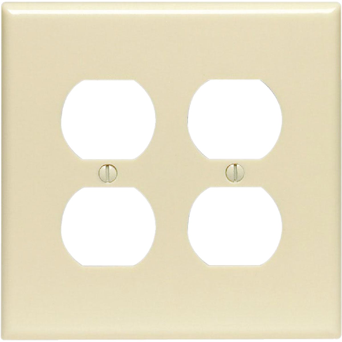 Leviton Mid-Way 2-Gang Smooth Plastic Outlet Wall Plate, Ivory Image 1