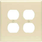 Leviton Mid-Way 2-Gang Smooth Plastic Outlet Wall Plate, Ivory Image 1