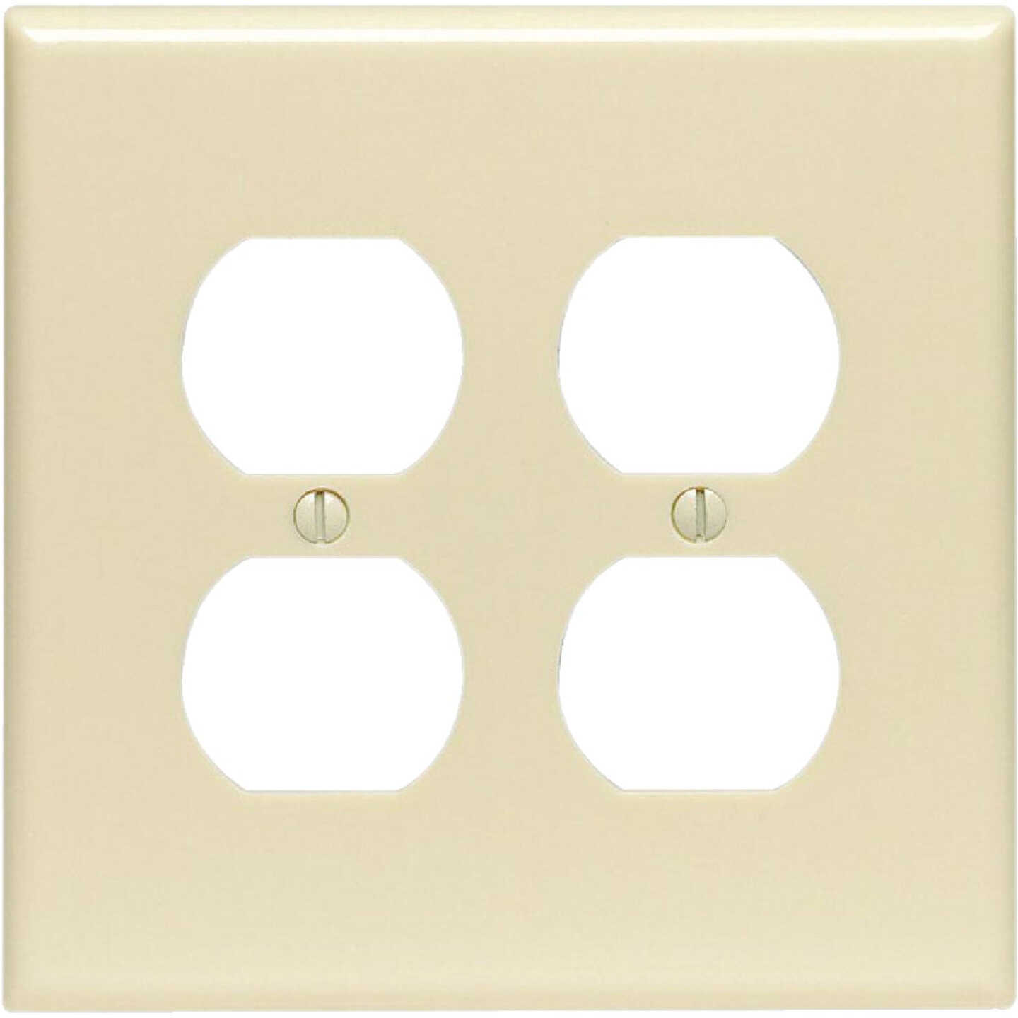 Leviton Mid-Way 2-Gang Smooth Plastic Outlet Wall Plate, Ivory Image 1