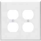 Leviton Mid-Way 2-Gang Smooth Plastic Outlet Wall Plate, White Image 1