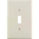 Leviton 1-Gang Plastic Oversized Toggle Switch Wall Plate, Light Almond Image 1