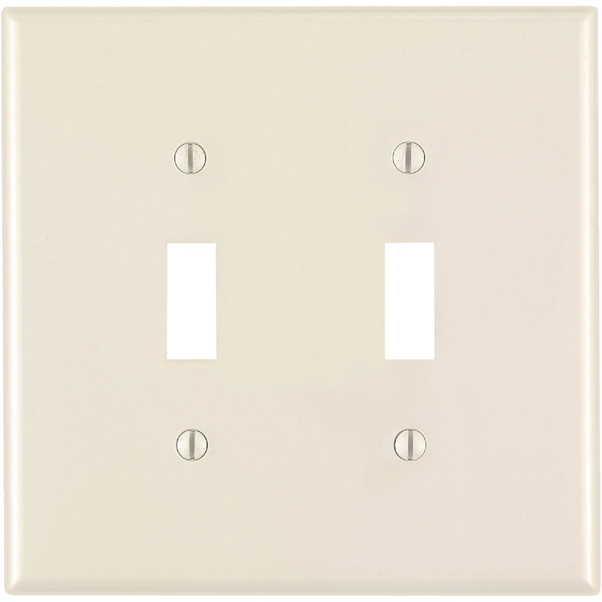 Leviton 2-Gang Plastic Oversized Toggle Switch Wall Plate, Light Almond Image 1
