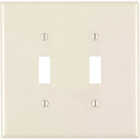 Leviton 2-Gang Plastic Oversized Toggle Switch Wall Plate, Light Almond Image 1