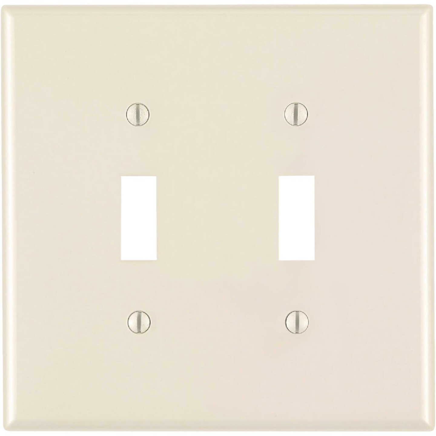 Leviton 2-Gang Plastic Oversized Toggle Switch Wall Plate, Light Almond Image 1