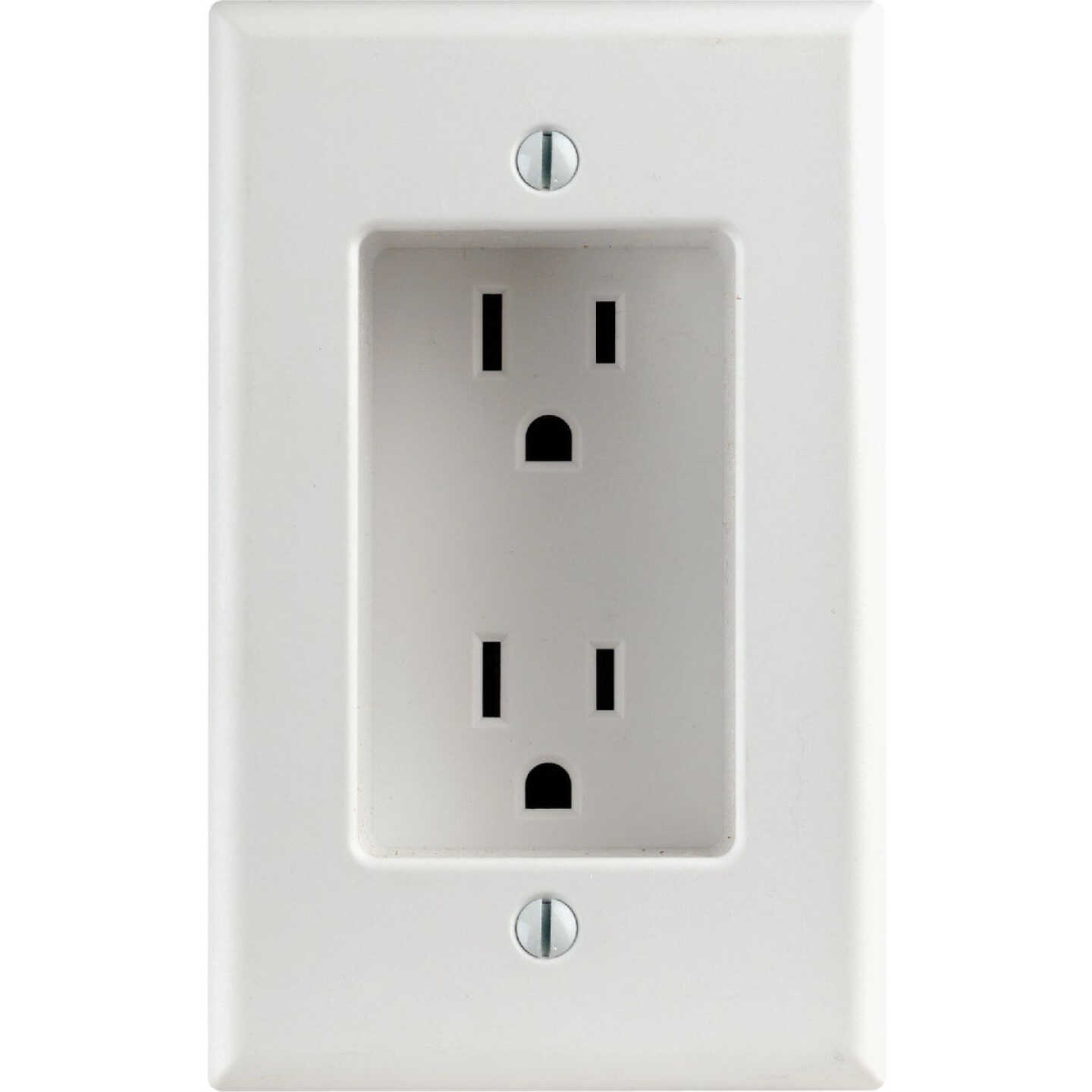 Leviton 15A White Recessed 5-15R Duplex Outlet Image 1