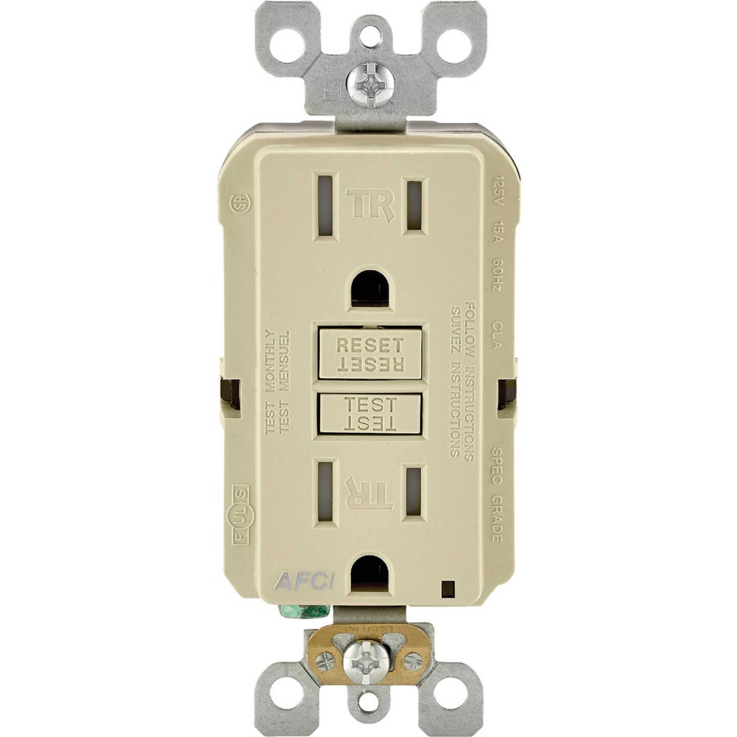 Leviton SmartLockPro 15A Ivory Arc Fault 5-15R Duplex Outlet Image 1