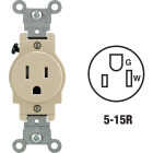 Leviton 15A Ivory Commercial Grade 5-15R Tamper Resistant Single Outlet Image 1