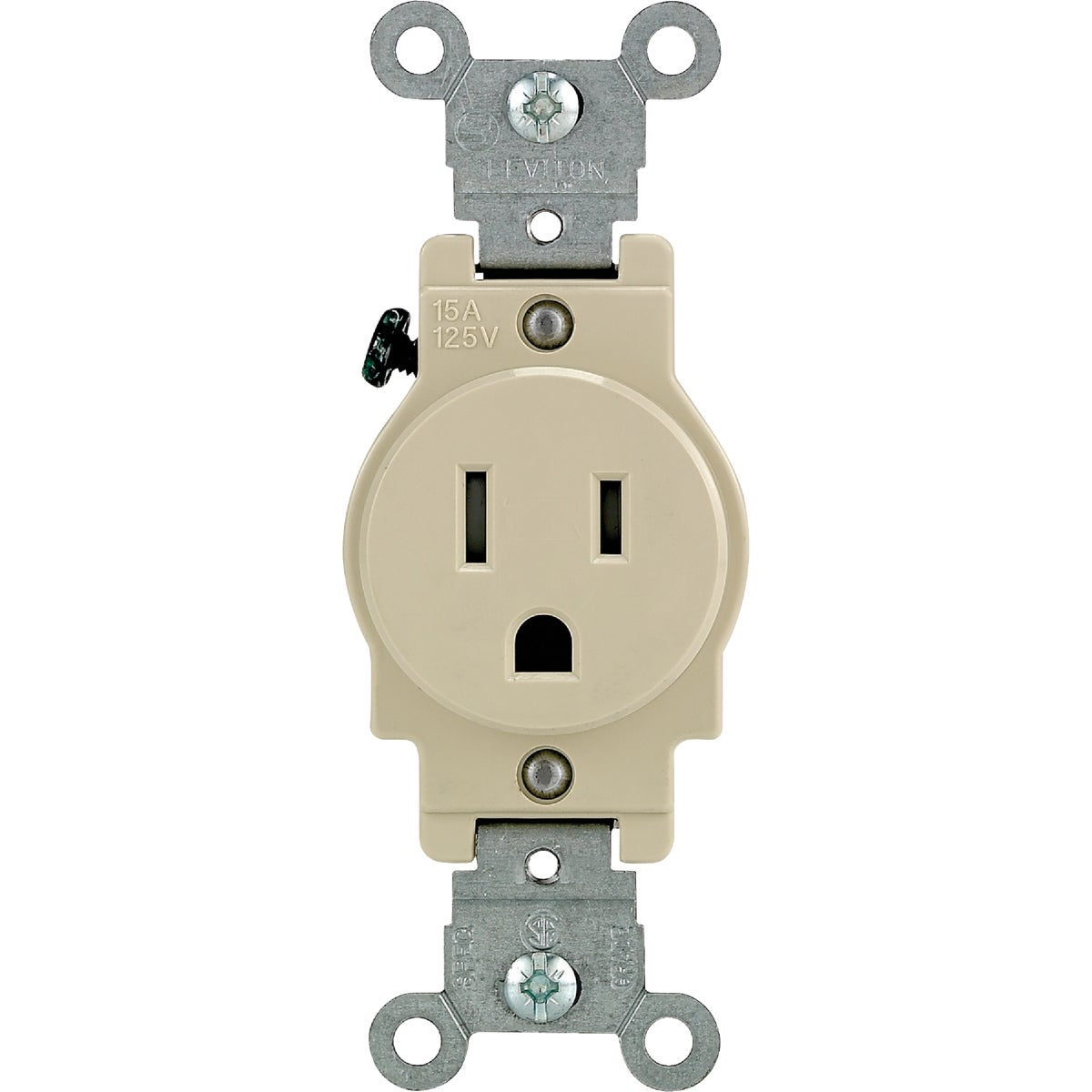 Leviton 15A Ivory Commercial Grade 5-15R Tamper Resistant Single Outlet Image 2
