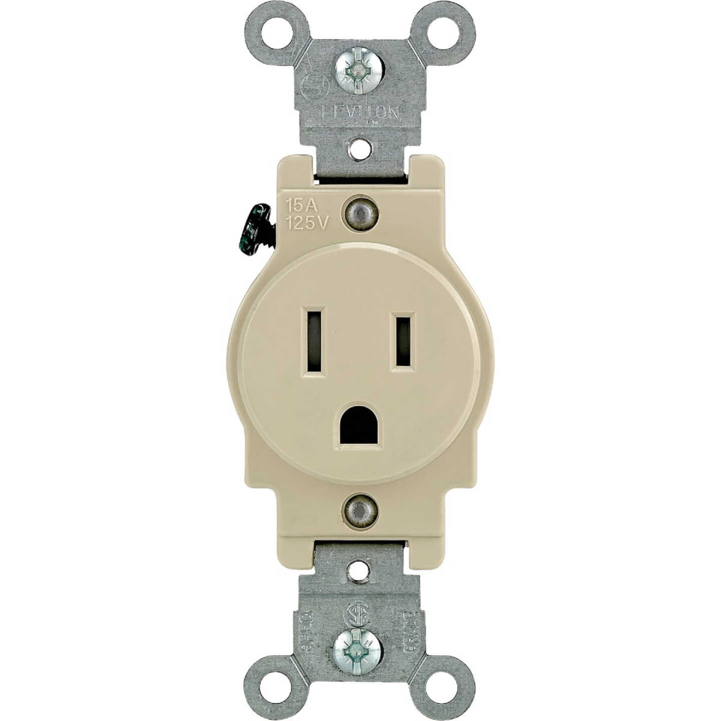 Leviton 15A Ivory Commercial Grade 5-15R Tamper Resistant Single Outlet Image 2