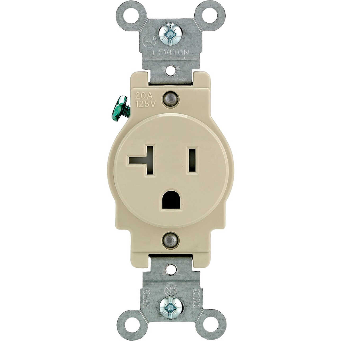 Leviton 20A Ivory Commercial Grade 5-20R Tamper Resistant Single Outlet Image 2