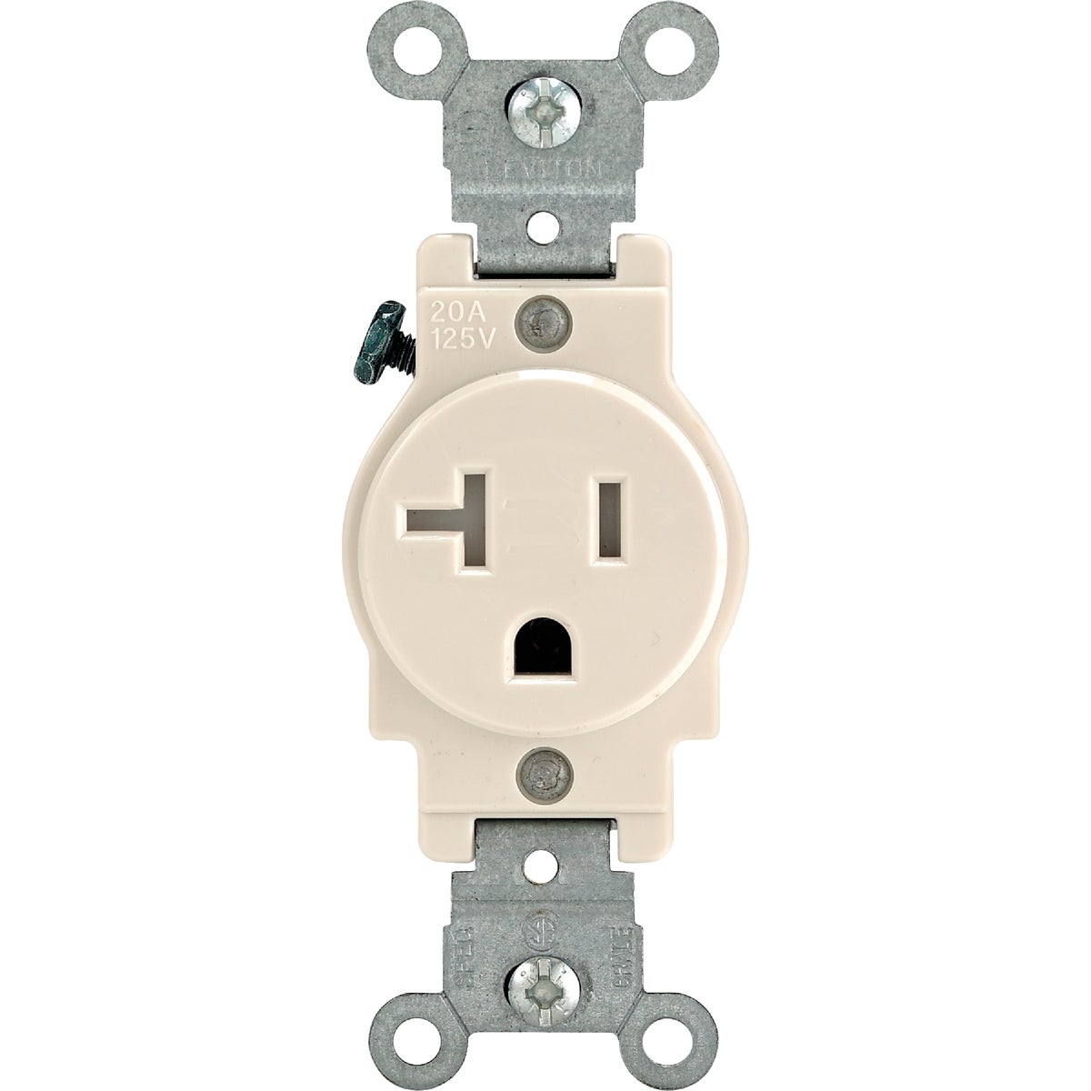 Leviton 20A Light Almond Commercial Grade 5-20R Tamper Resistant Single Outlet Image 2
