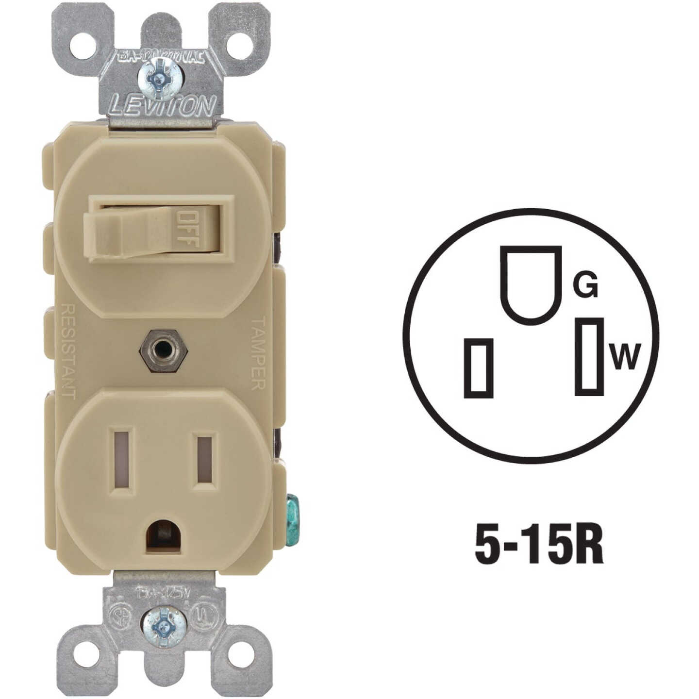 Leviton Ivory 15A Commercial Grade Switch & Outlet Image 1