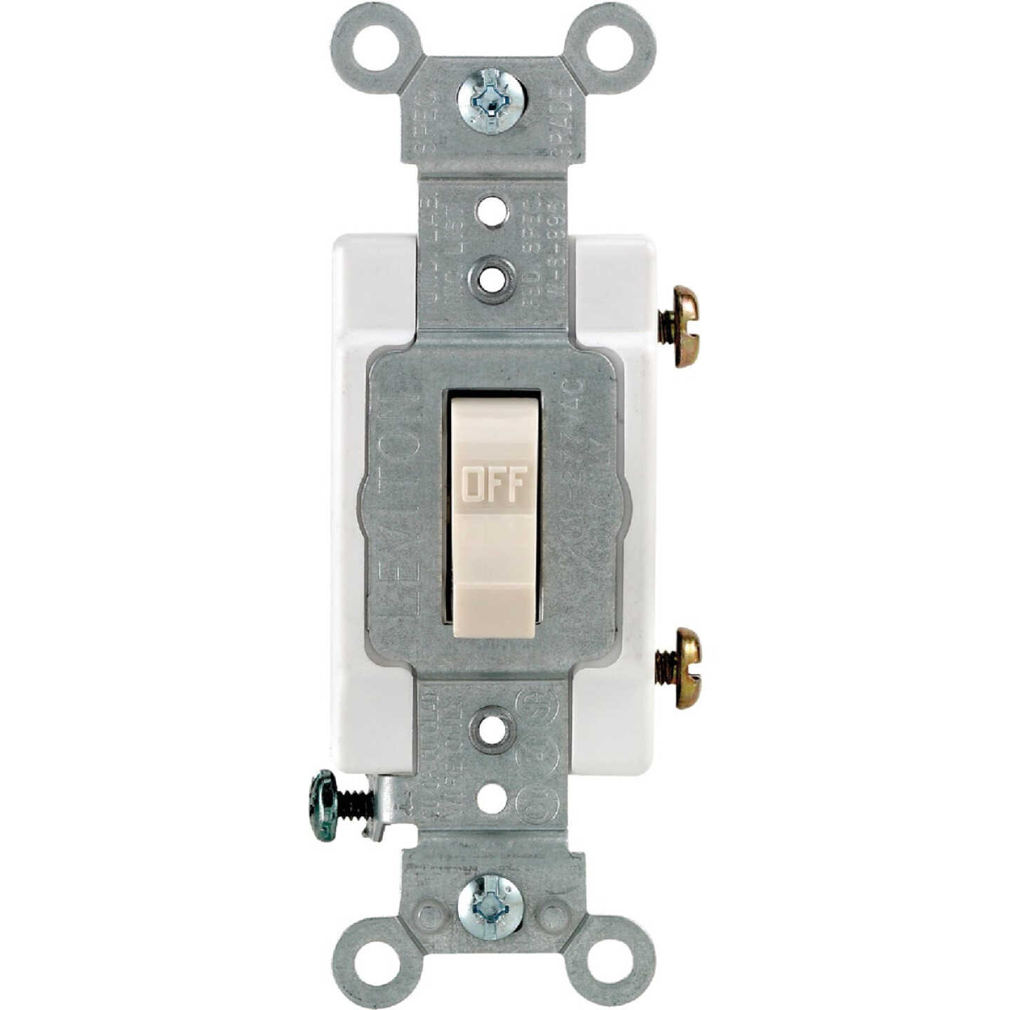 Leviton Commercial Grade 15 Amp Toggle Single Pole Switch, Light Almond Image 1