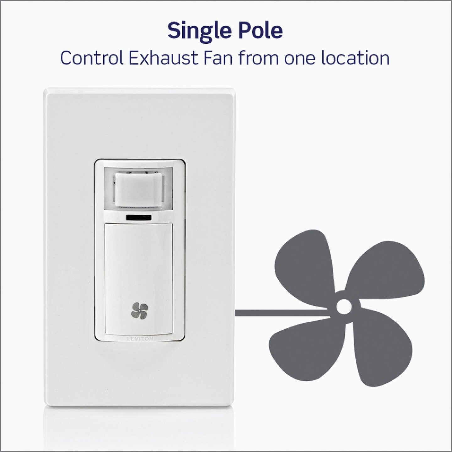 Leviton Decora White 120VAC In-Wall Humidity Sensor and Fan Control Switch for Bathroom Exhaust Fan Image 6