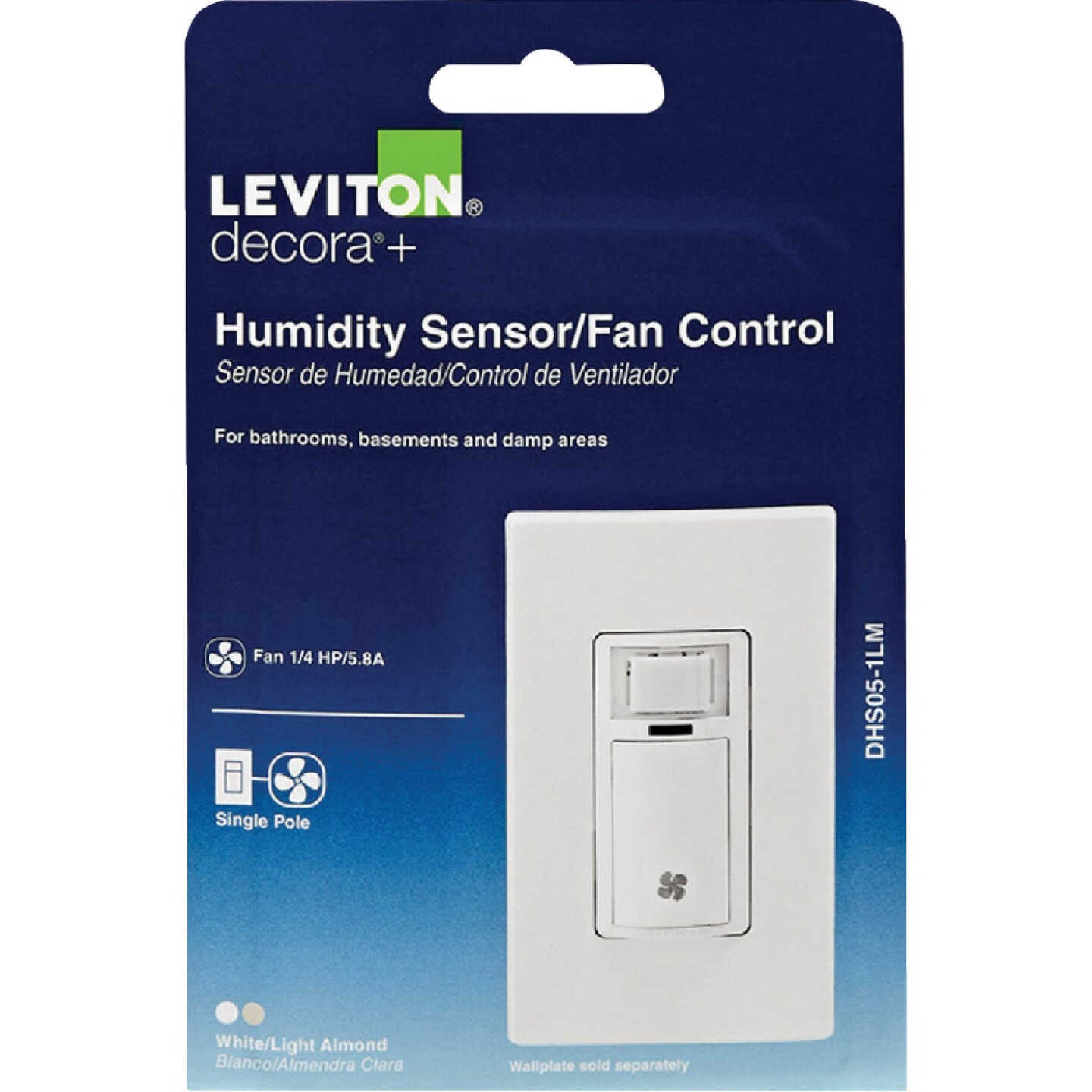 Leviton Decora White 120VAC In-Wall Humidity Sensor and Fan Control Switch for Bathroom Exhaust Fan Image 8